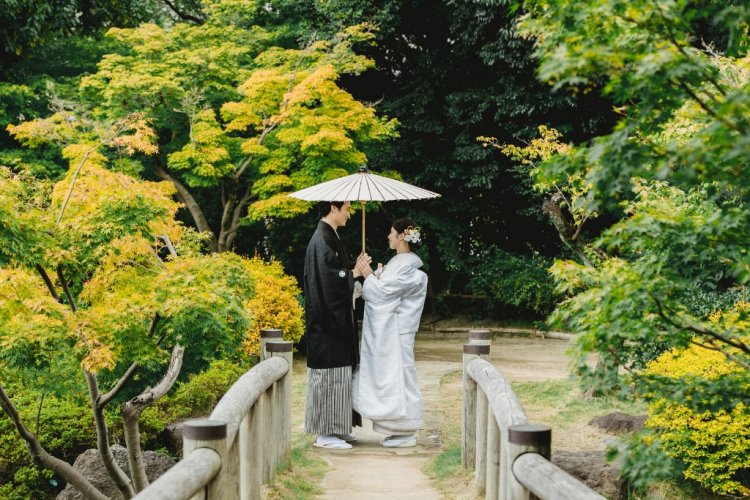 白鳥庭園での和装撮影